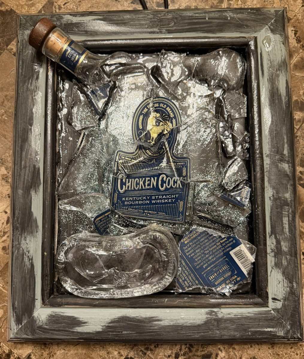Chicken Cock Broken Bottle Art